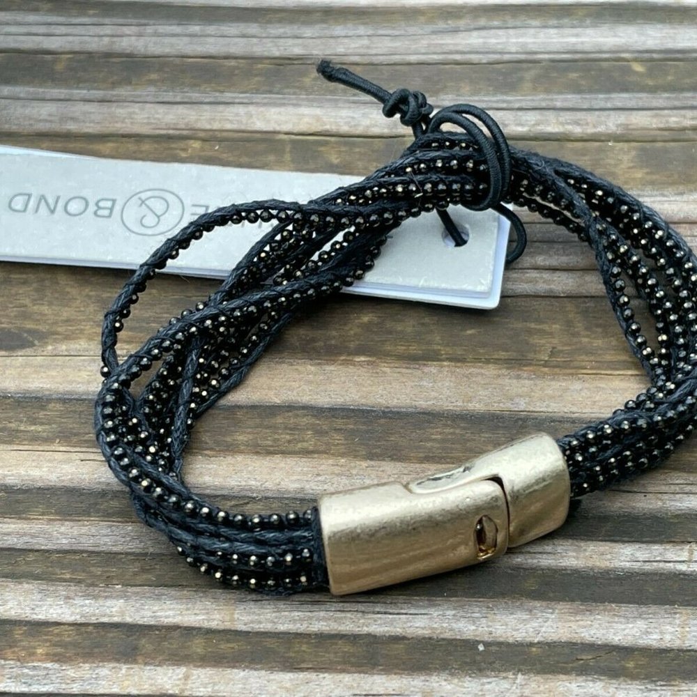 Treasure & Bond Bracelet Black/Gold Tone Women Wrist Band Magnet Closure New $35